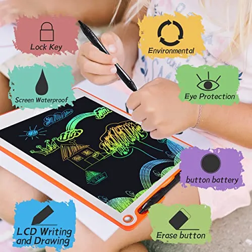 10 Inch LCD Writing Tablet for Kids Colorful Screen Doodle Board - Erasable Electronic Painting Pads Drawing Tablet - Qrange ,Toddler Boy and Girl Learning Toys Gift for 3 4 5 6 Years Old