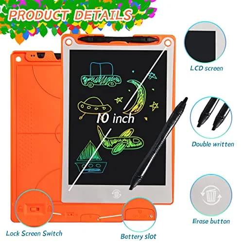 10 Inch LCD Writing Tablet for Kids Colorful Screen Doodle Board - Erasable Electronic Painting Pads Drawing Tablet - Qrange ,Toddler Boy and Girl Learning Toys Gift for 3 4 5 6 Years Old