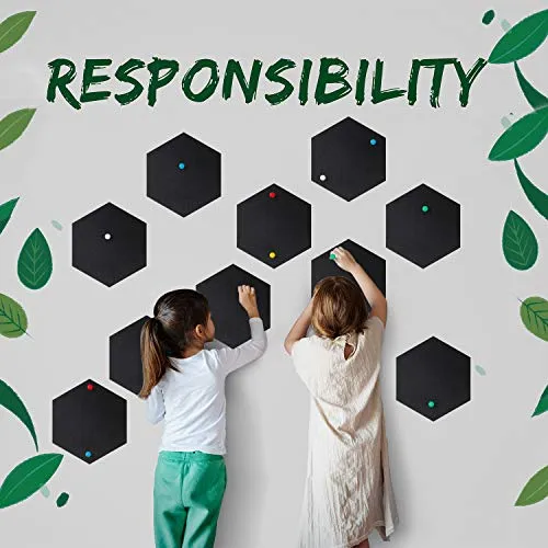 10 Packs Pin Board Hexagon Felt Board Tiles Bulletin Board Memo Board with 20 Pieces Push Pins, Decoration for Home Office Classroom Wall (Black, 5.9 x 7 Inches/ 15 x 17.7 cm)