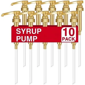 10Pcs Gold Squirt Syrup Pump, Coffee Syrup Pump Dispenser Coffee Syrup Bottle 750ml 25.4oz Syrup Pump for Kitchen Dinning Bar Accessories