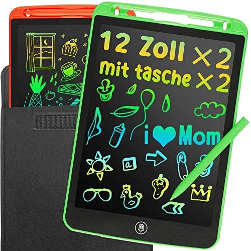 2 Pack LCD Writing Tablet for Kids Doodle Board 12-Inch with 2 Bag, Electronic Drawing Tablet Drawing Pad, LEYAOYAO Drawing Board Learning Educational Toddler Toy - Gift for 3-6 Years Old Boy Girl