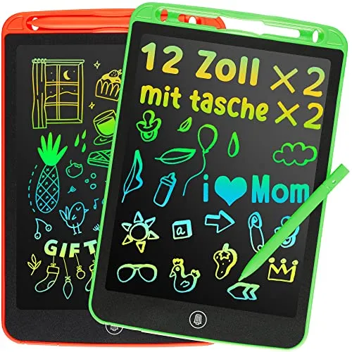 2 Pack LCD Writing Tablet for Kids Doodle Board 12-Inch with 2 Bag, Electronic Drawing Tablet Drawing Pad, LEYAOYAO Drawing Board Learning Educational Toddler Toy - Gift for 3-6 Years Old Boy Girl