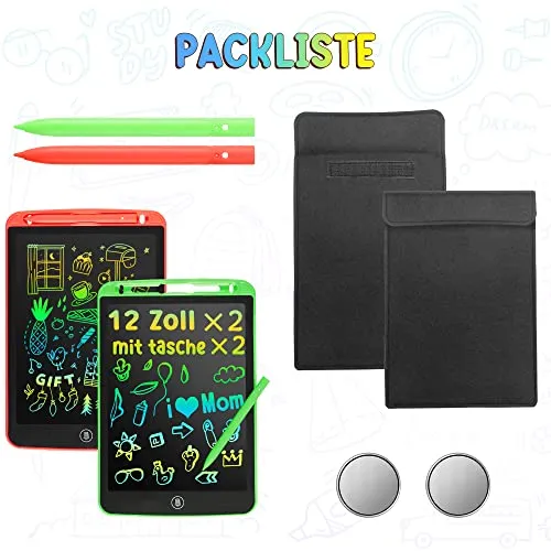 2 Pack LCD Writing Tablet for Kids Doodle Board 12-Inch with 2 Bag, Electronic Drawing Tablet Drawing Pad, LEYAOYAO Drawing Board Learning Educational Toddler Toy - Gift for 3-6 Years Old Boy Girl