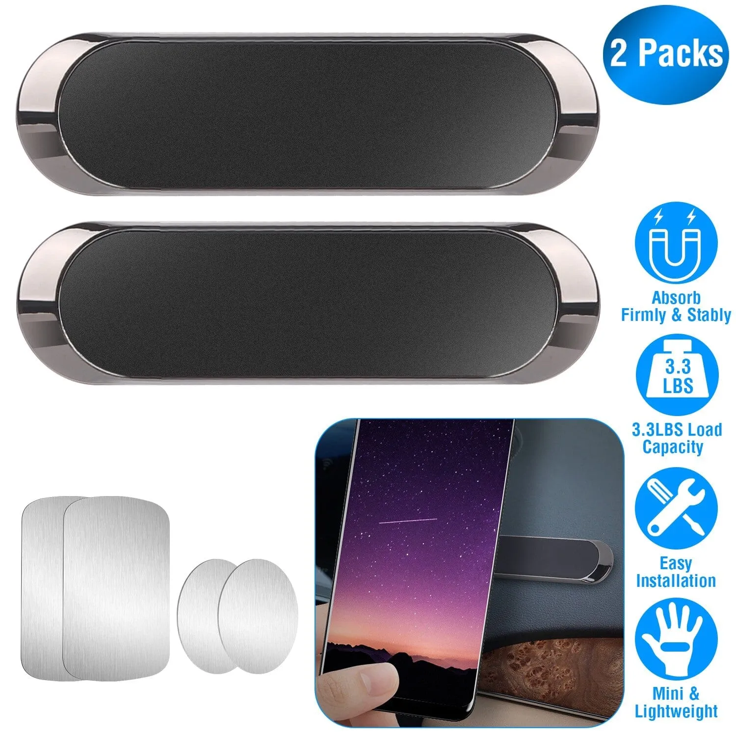2-Pack: Universal Magnetic Car Mounts