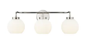 3 Lamps Oprah Vanity Light - Polished Nickel - Opal Ribbed Glass - 24in. Wide