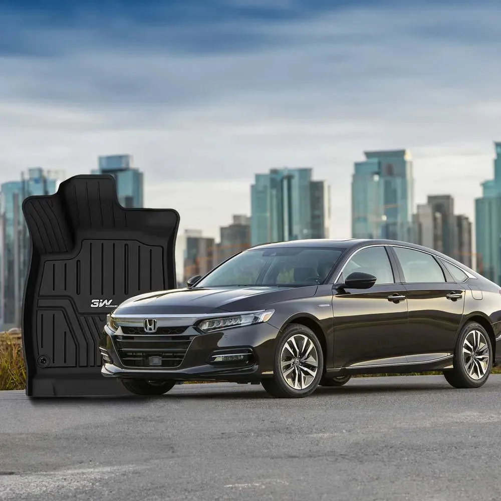 3W Honda Accord 2018-2022 Hatchback Coupe Sedan (Include Hybrid Model) Custom Floor Mats TPE Material & All-Weather Protection