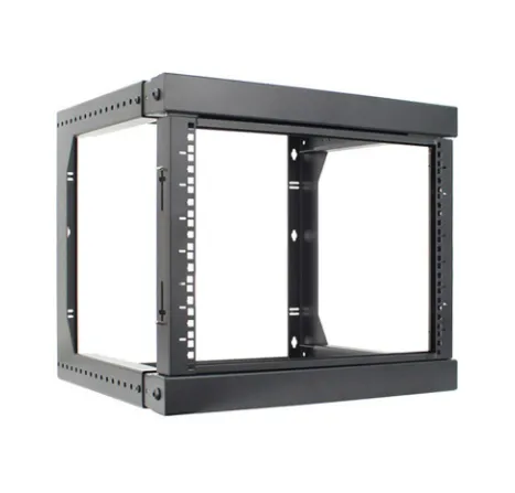 8U Wall Mount Open Frame Rack with Adjustable and Front Swing Out Features