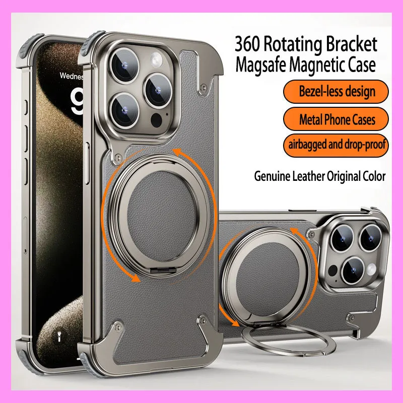 【9-05#】 360° Rotating Stand, Magnetic, Shockproof Airbag iPhone Case