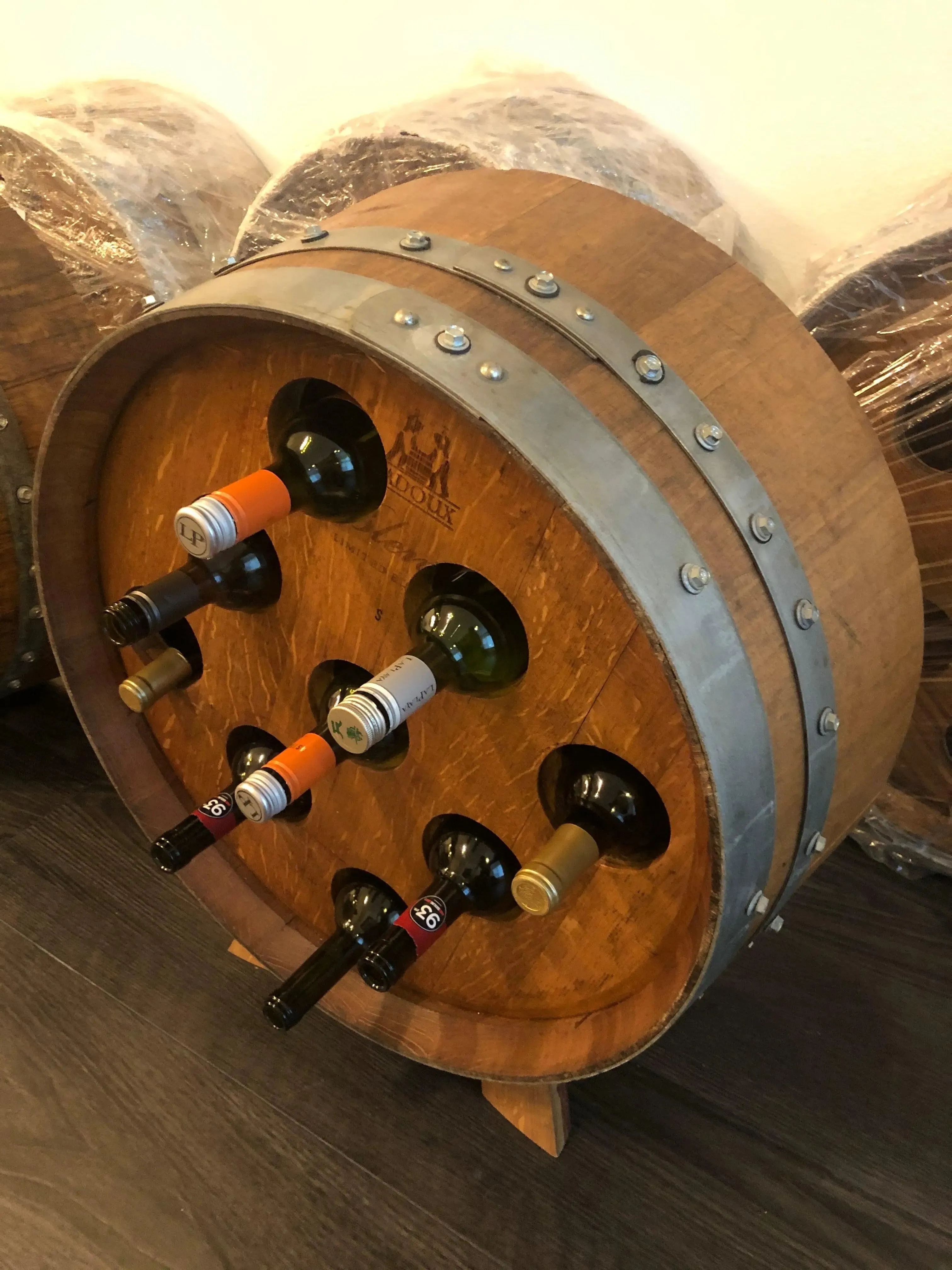 9-Bottle Wine Barrel Display