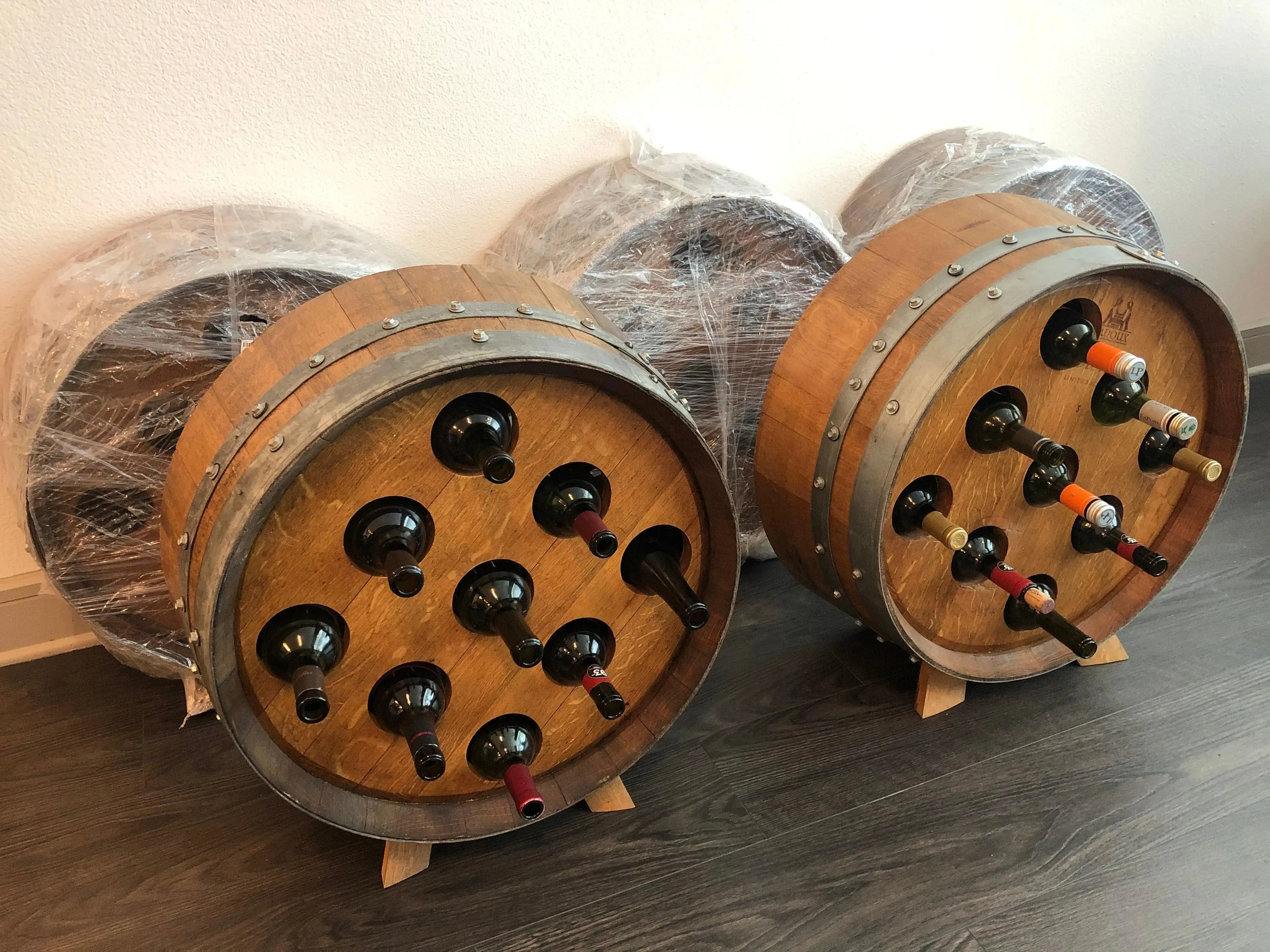 9-Bottle Wine Barrel Display