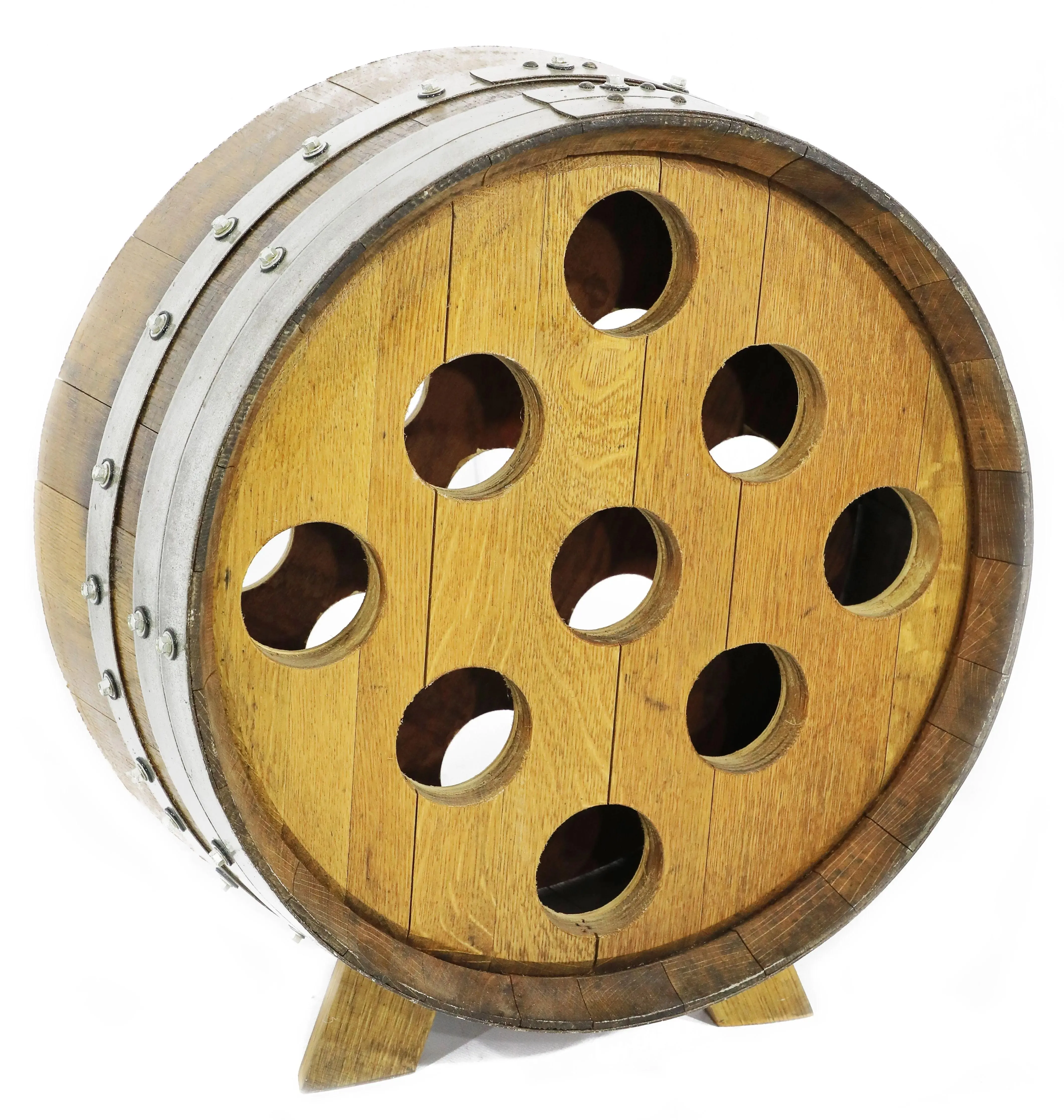9-Bottle Wine Barrel Display