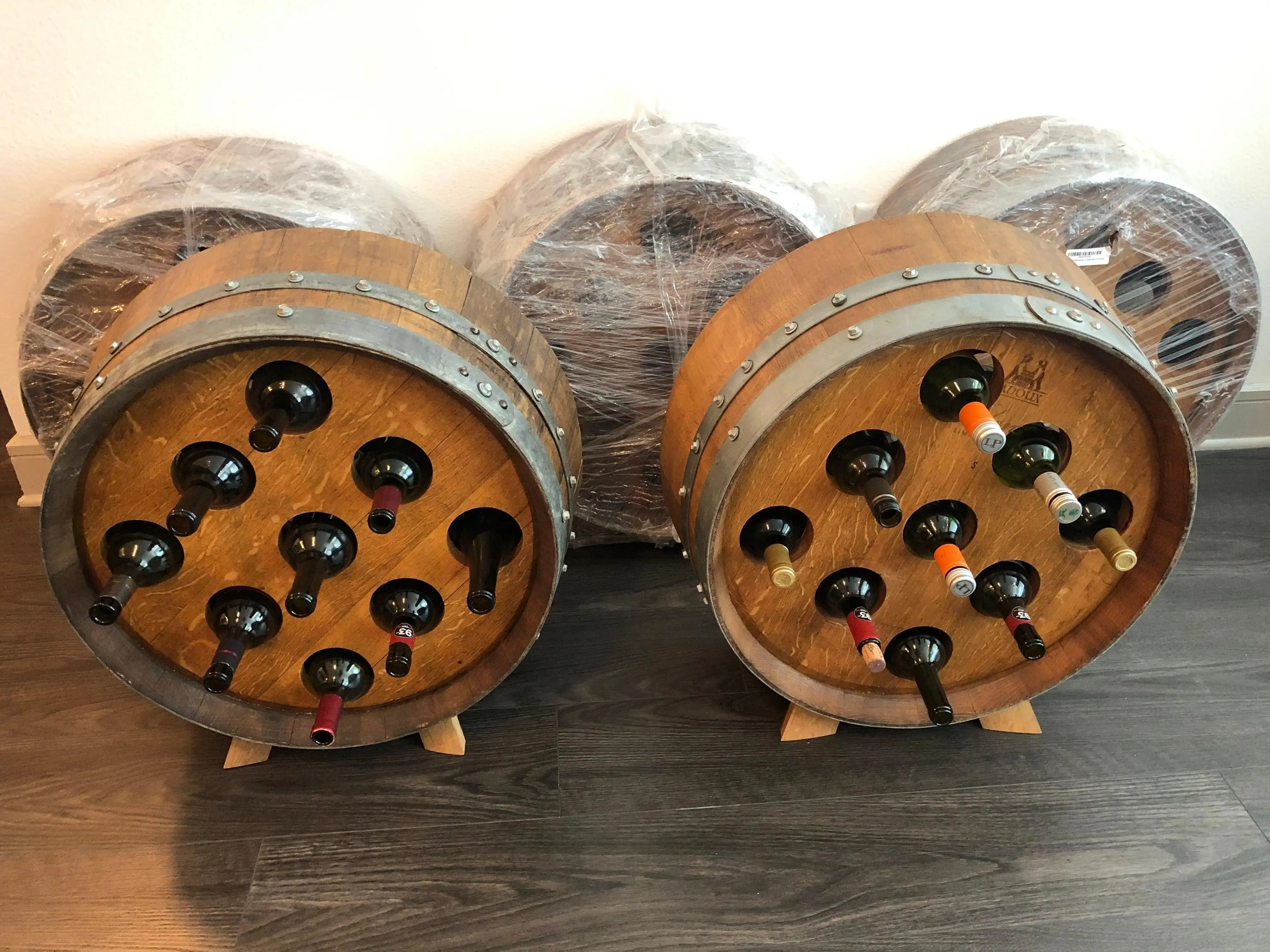 9-Bottle Wine Barrel Display