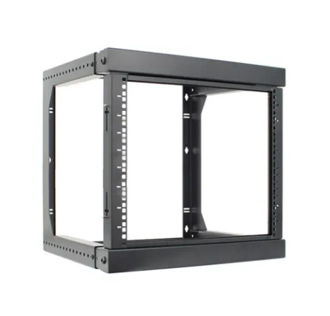 9U Wall Mount Open Frame Rack with Adjustable and Front Swing Out Features