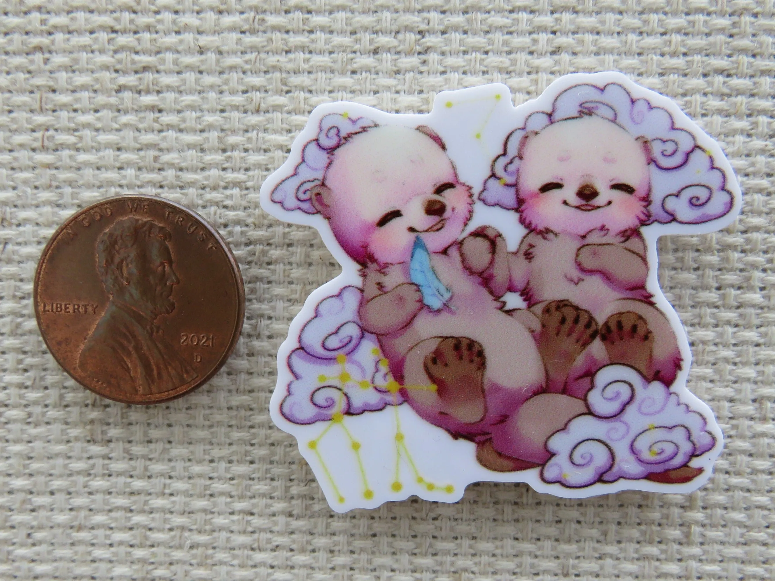 A Pair of Otters in the Clouds Needle Minder, Cover Minder, Magnet