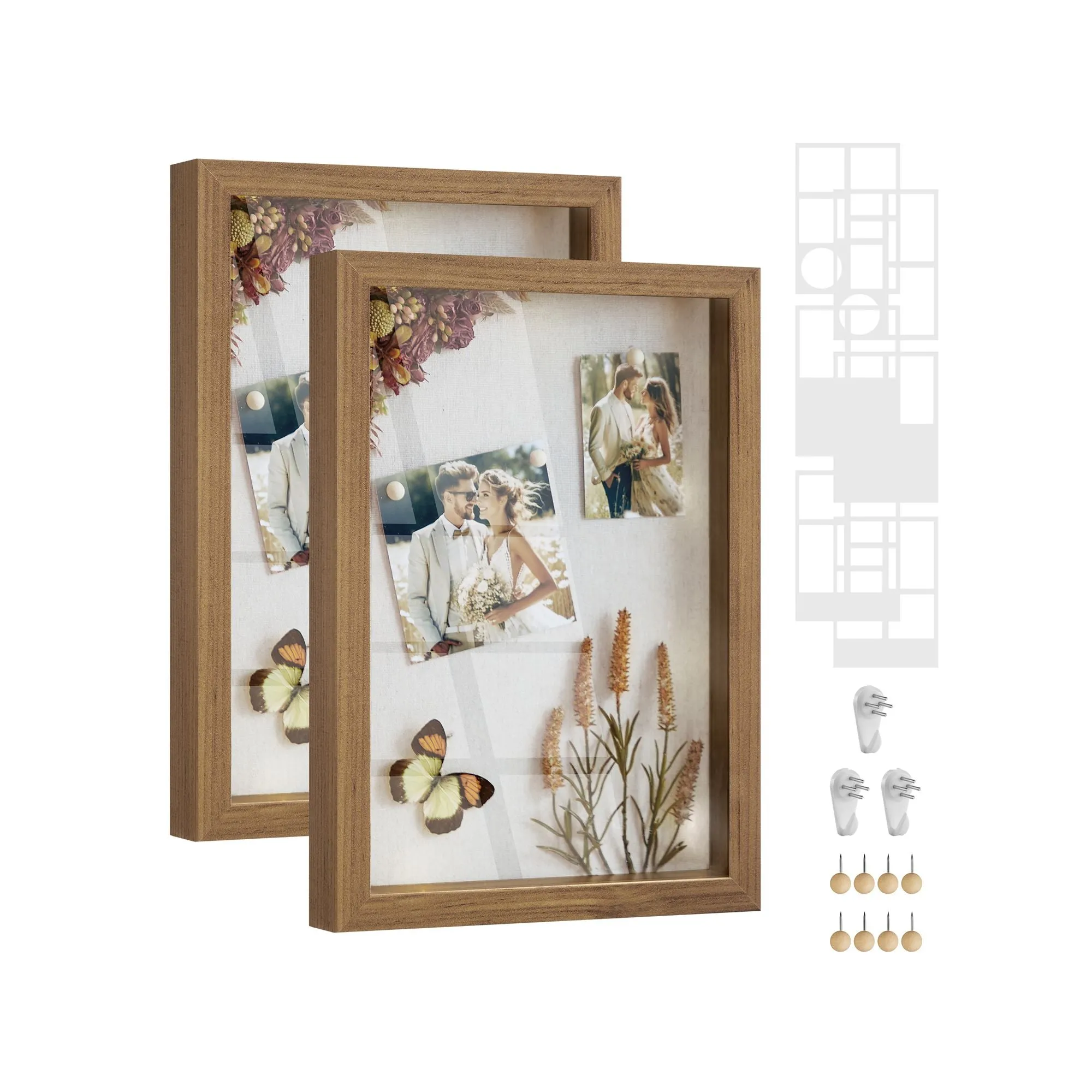 A4 Shadow Box Frame with Wood Push Pins