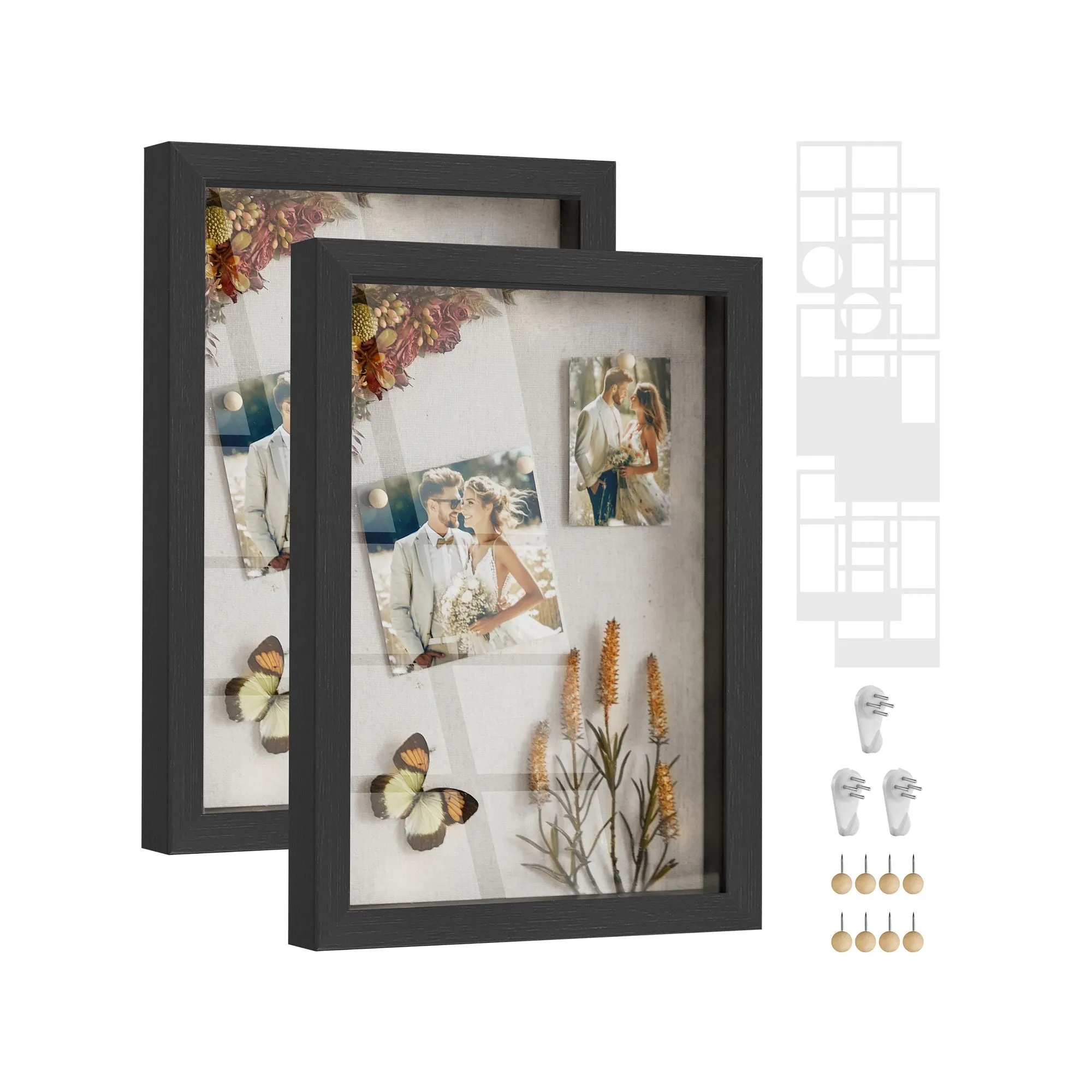 A4 Shadow Box Frame with Wood Push Pins