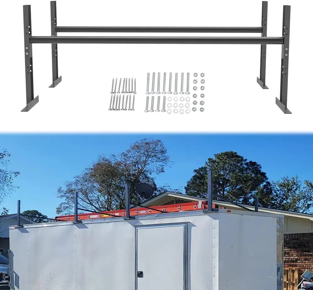 Adjustable Roof Ladder Racks Fit for 4"-7" Wide Enclosed Trailers Cargo Vans Trucks