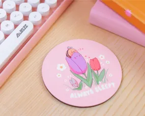 Always Sleepy Bumblebutt Coaster | Kawaii Bee Springtime Drink Holder | Cute Floral Coffee Coaster