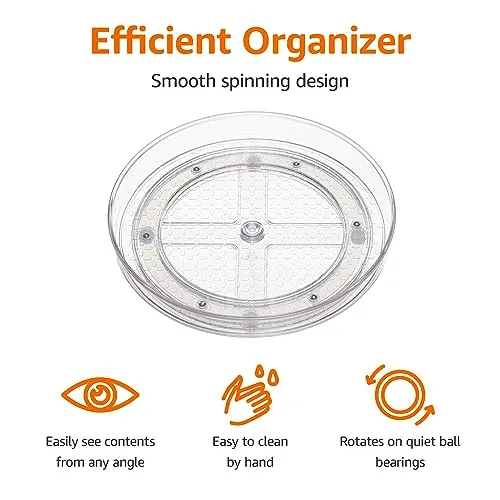 Amazon Basics Clear Lazy Susan Turntable Organizer, 9-Inch, 2-Pack