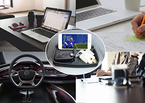 Anti-Slip Car Dash Grip Pad for Cell Phone, Keychains, Sun Glasses,Stand for Navigation Cell Phone (Black)
