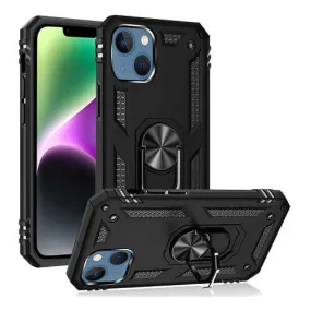 Apple iPhone 14 Magnetic Ring Rugged Shockproof Case Heavy Duty Protective Back Cover (Black)