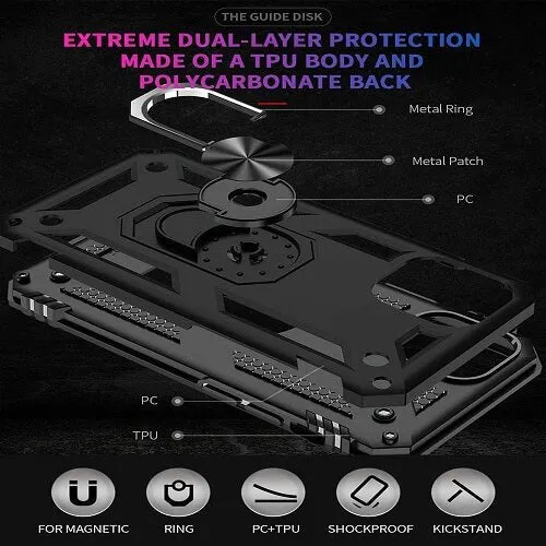 Apple iPhone 14 Magnetic Ring Rugged Shockproof Case Heavy Duty Protective Back Cover (Black)