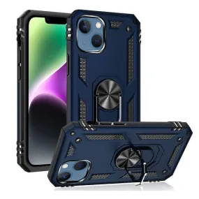 Apple iPhone 14 Magnetic Ring Rugged Shockproof Case Heavy Duty Protective Back Cover (Blue)