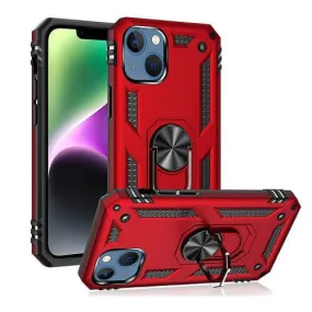 Apple iPhone 14 Magnetic Ring Rugged Shockproof Case Heavy Duty Protective Back Cover (Red)