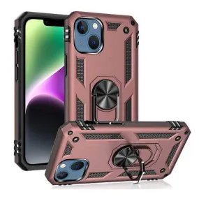 Apple iPhone 14 Magnetic Ring Rugged Shockproof Case Heavy Duty Protective Back Cover (Rose Gold)