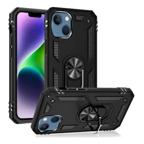 Apple iPhone 14 Plus Magnetic Ring Rugged Shockproof Case Heavy Duty Protective Back Cover (Black)