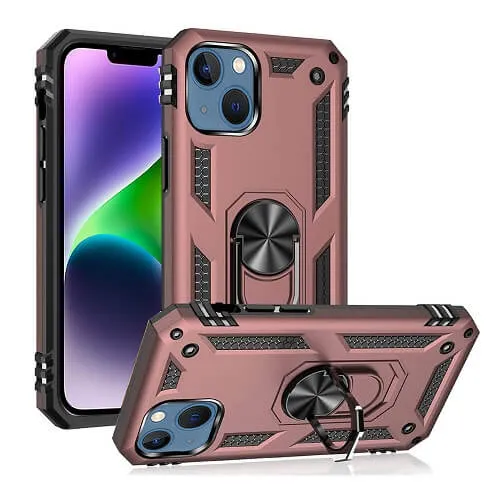Apple iPhone 14 Plus Magnetic Ring Rugged Shockproof Case Heavy Duty Protective Back Cover (Rose Gold)
