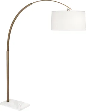 Archer Floor Lamp in Warm Brass with White Brussels Linen Shade