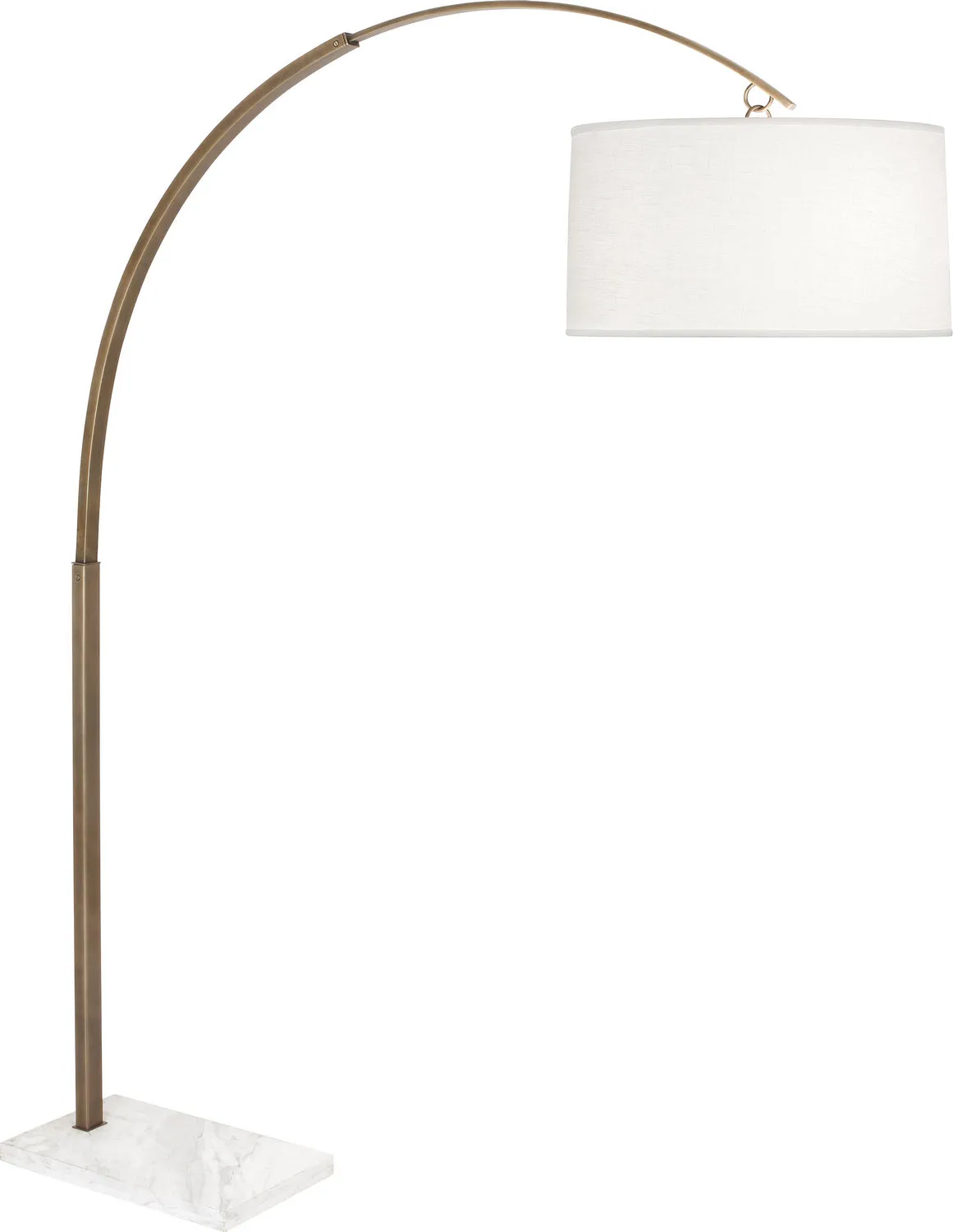 Archer Floor Lamp in Warm Brass with White Brussels Linen Shade