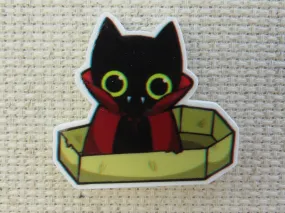 Bat Cat in a Coffin Needle Minder, Cover Minder, Magnet