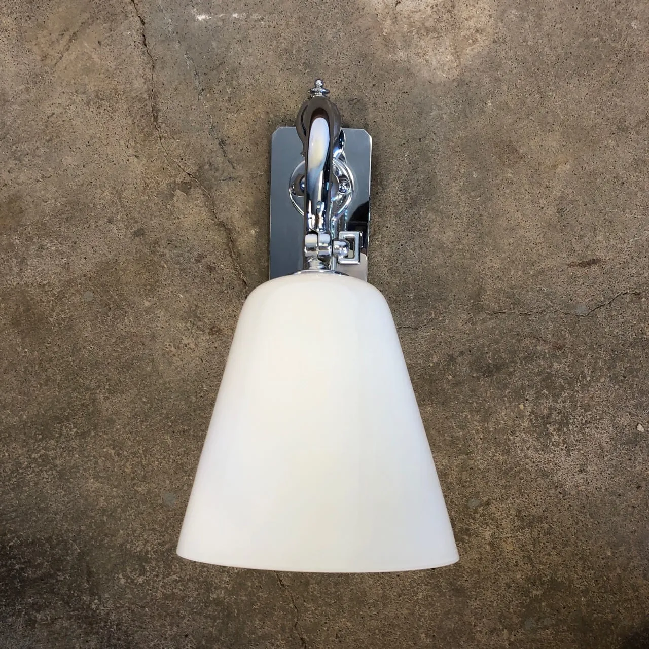 Bath Wall Sconces, Contemporary, Chrome, Milk Glass