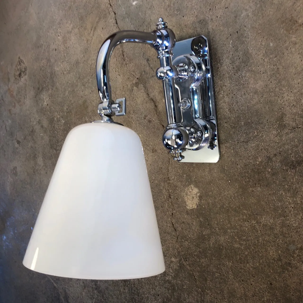 Bath Wall Sconces, Contemporary, Chrome, Milk Glass