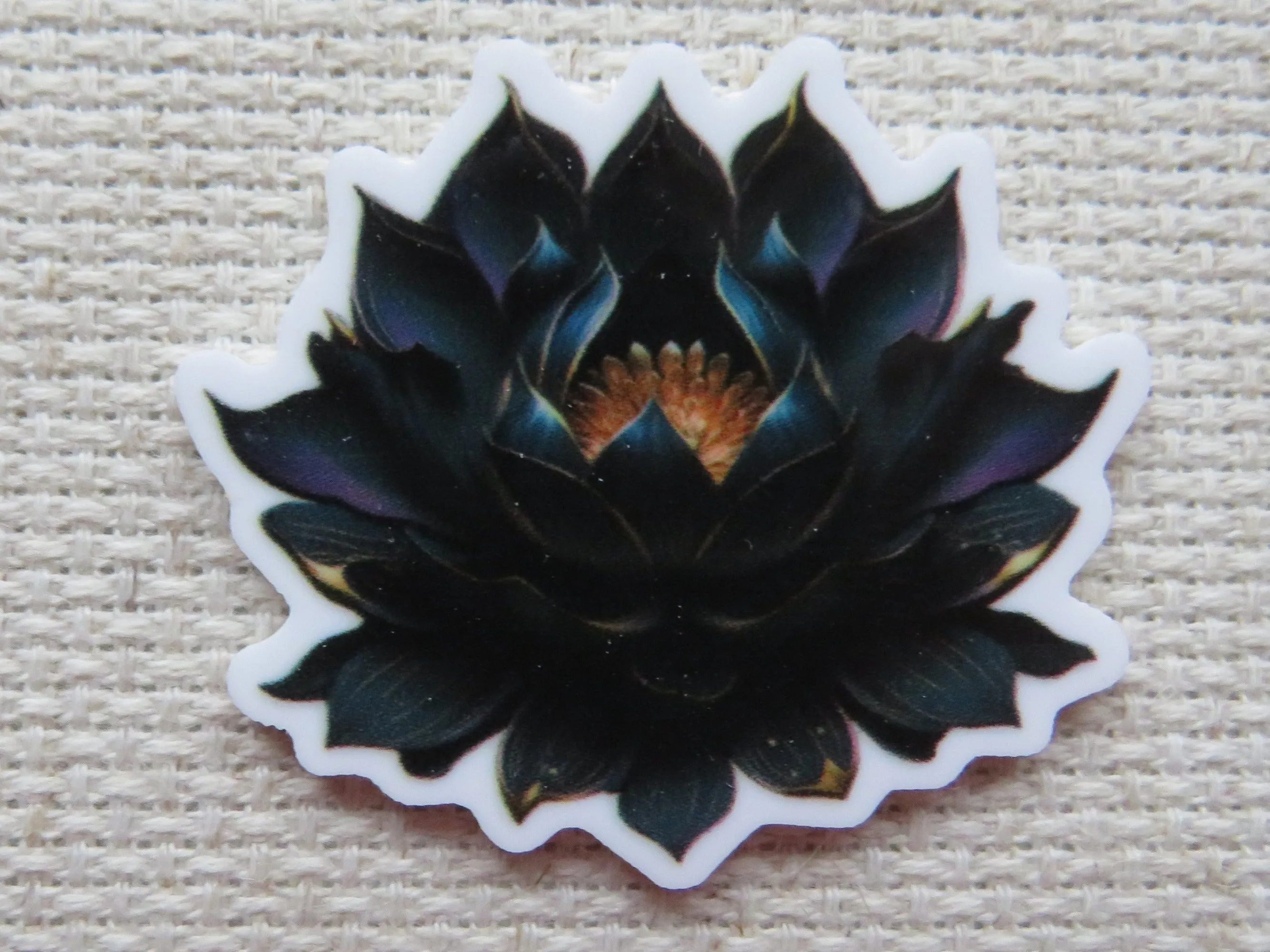 Black Lotus Flower Needle Minder, Cover Minder, Magnet