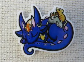 Blue Sleeping Dragon Needle Minder, Cover Minder, Magnet