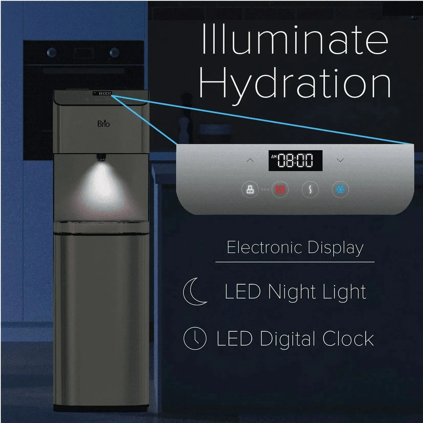 Brio 3-Stage Filtration Water Dispenser Tri-Temp Digital, Connects to Your Water Line, Height 41.05"