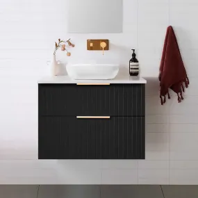 Bronte 750mm Wall Hung Bathroom Vanity - Matte Black