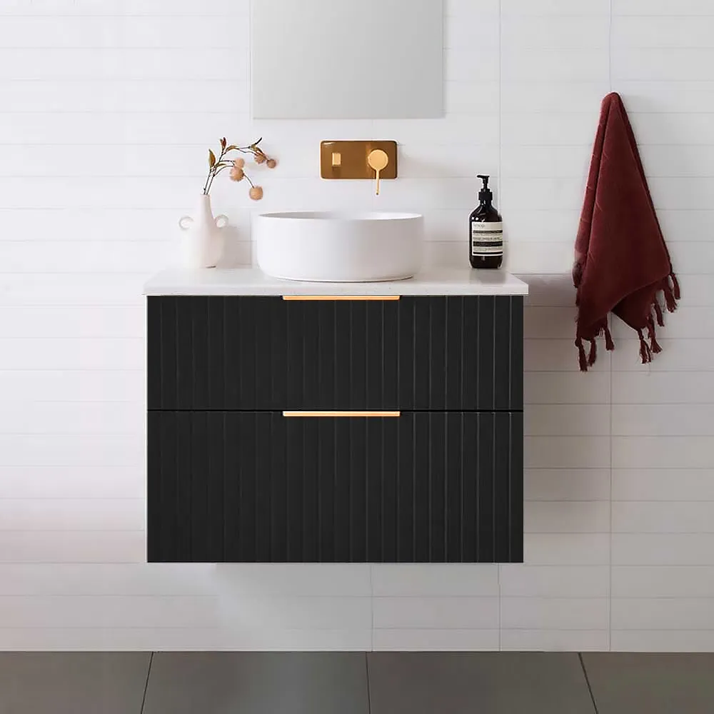 Bronte 750mm Wall Hung Bathroom Vanity - Matte Black
