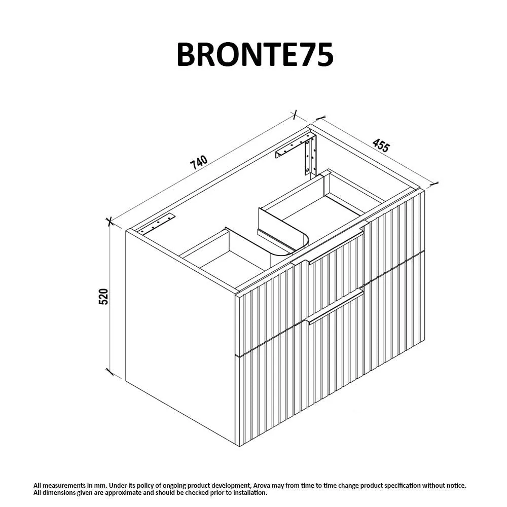 Bronte 750mm Wall Hung Bathroom Vanity - Matte Black