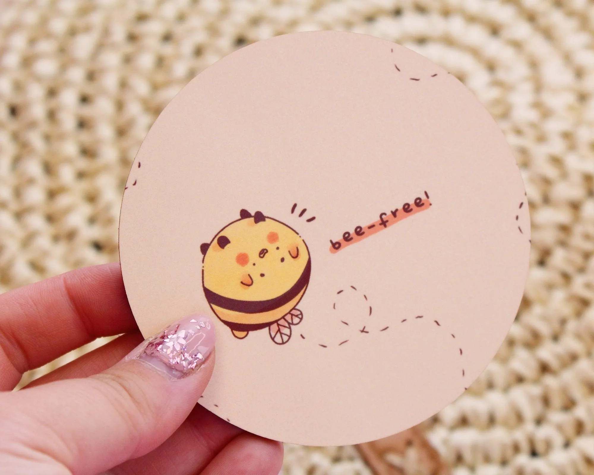 Bumblebutt Bee Coaster | Bee Free Kawaii Honey Bee Table Mat | Cute Adorable Bee Decor