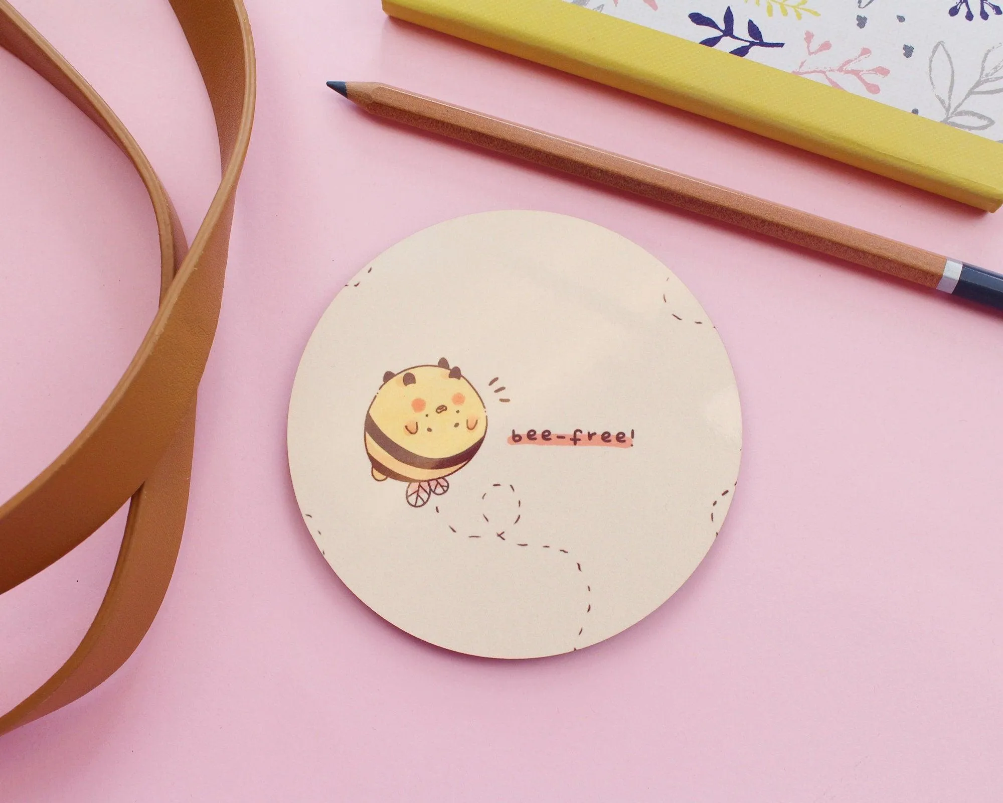 Bumblebutt Bee Coaster | Bee Free Kawaii Honey Bee Table Mat | Cute Adorable Bee Decor