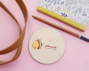 Bumblebutt Bee Coaster | Bee Kind to Your Mind Quote | Kawaii Positive Table Mat & Cute Bee Decor