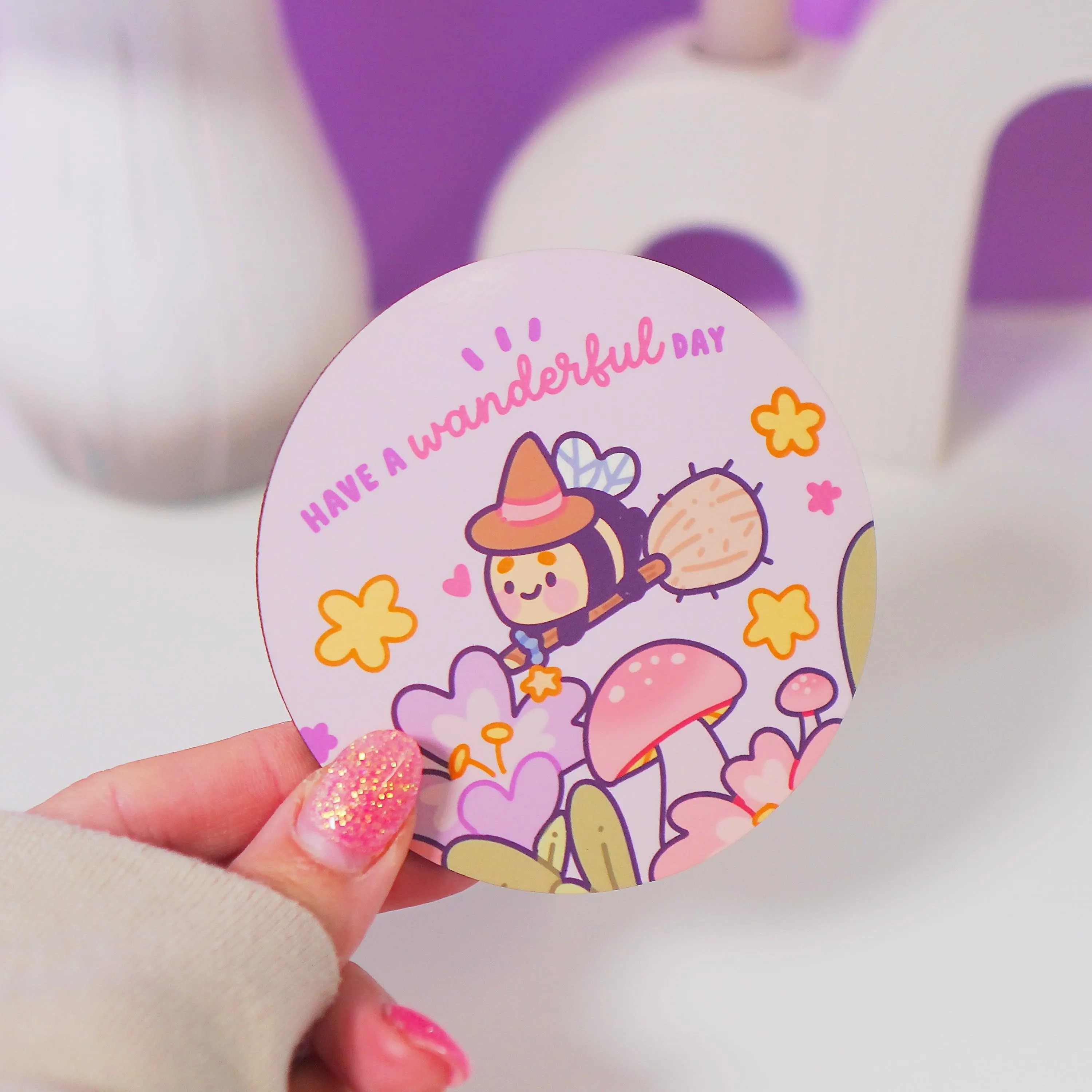 Bumblebutt Magical Pastel Witch Coaster | Wanderful Day Design | Cute & Whimsical Decor