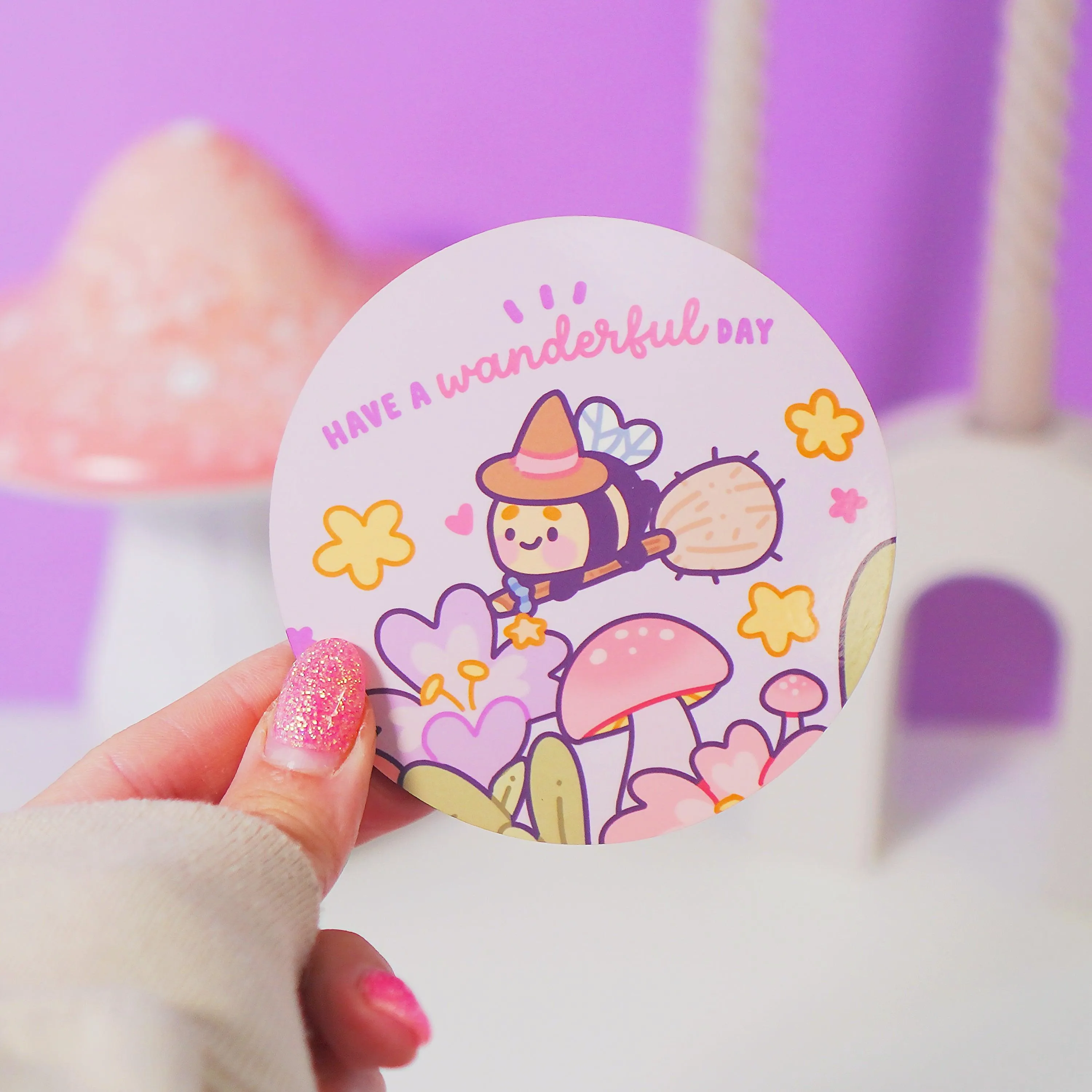 Bumblebutt Magical Pastel Witch Coaster | Wanderful Day Design | Cute & Whimsical Decor
