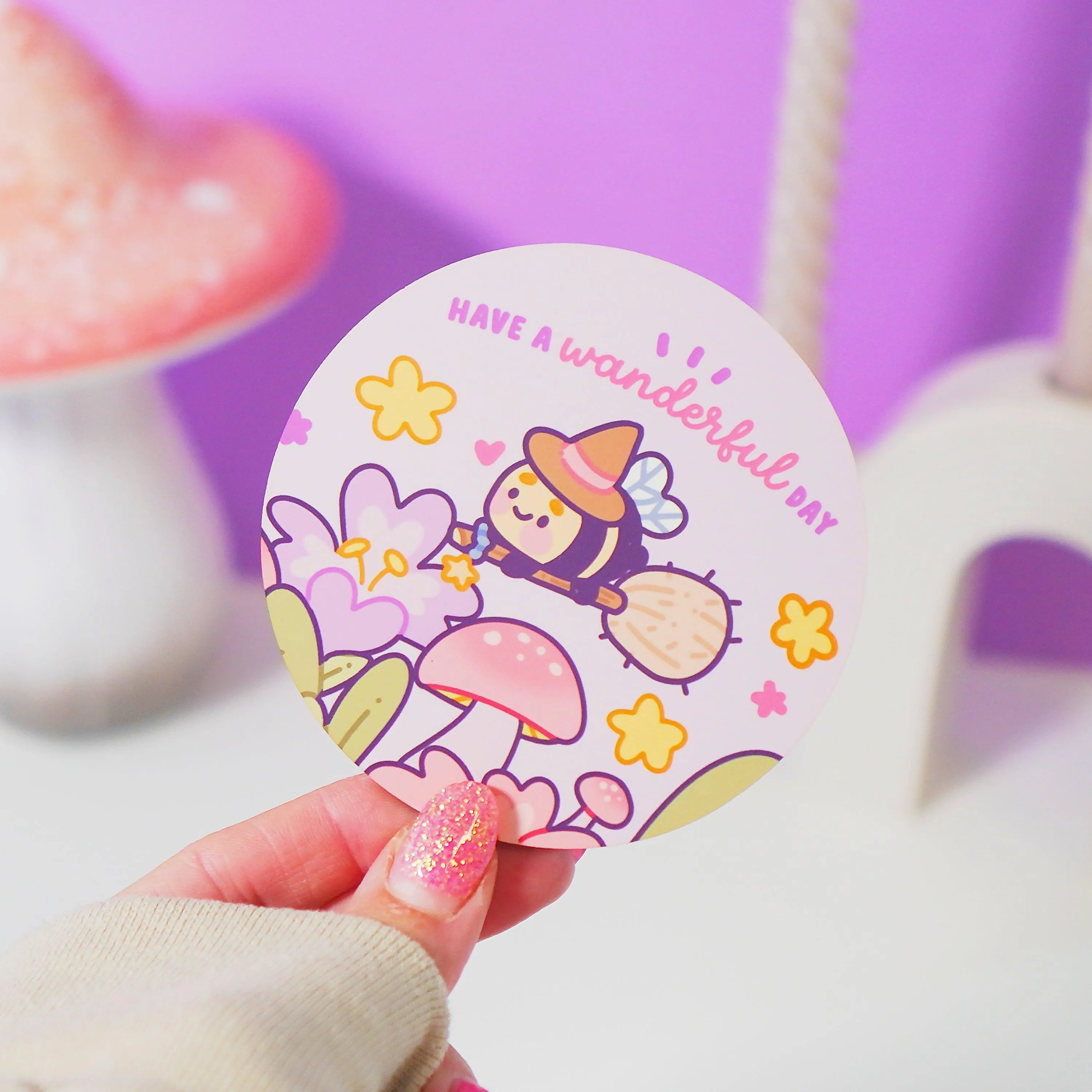Bumblebutt Magical Pastel Witch Coaster | Wanderful Day Design | Cute & Whimsical Decor