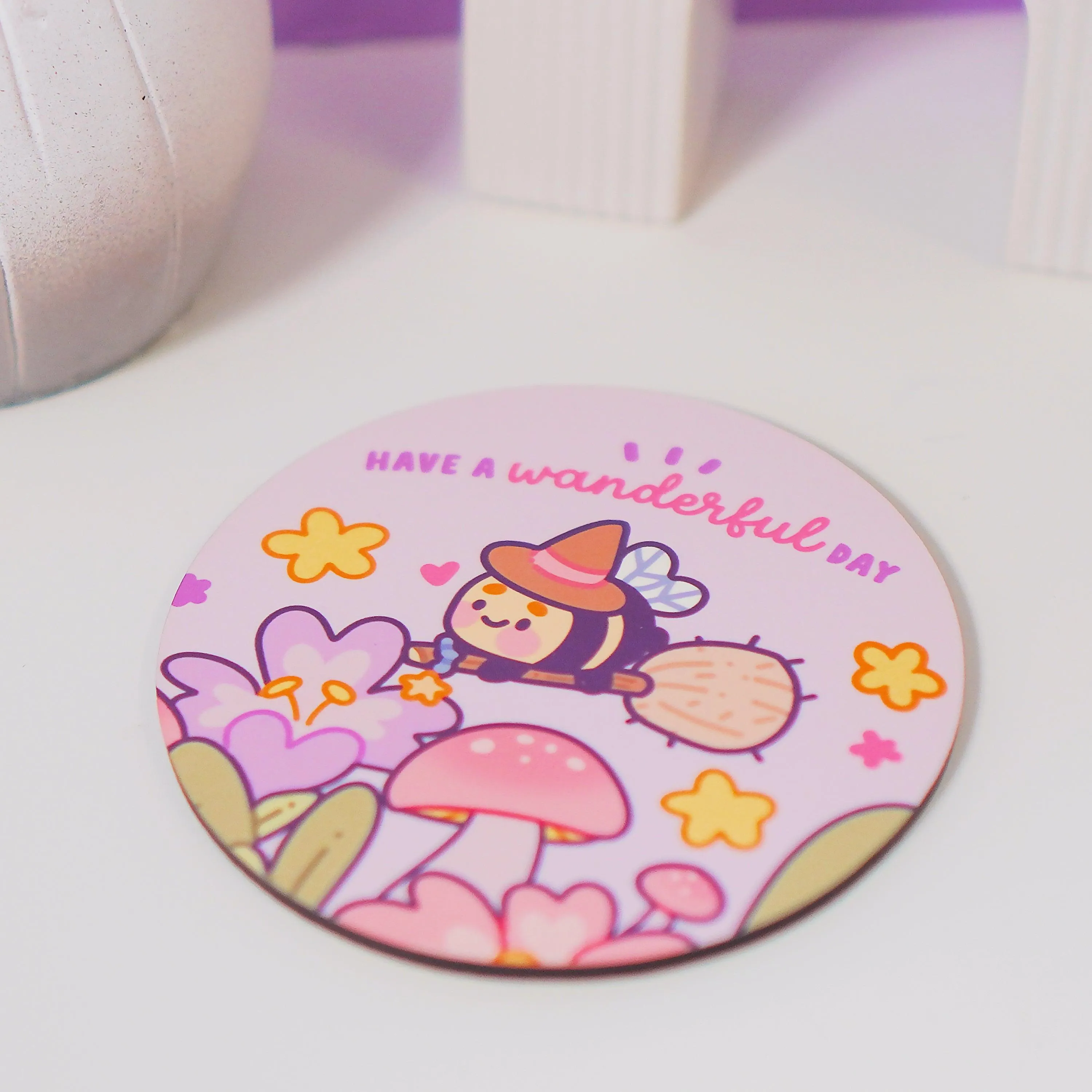 Bumblebutt Magical Pastel Witch Coaster | Wanderful Day Design | Cute & Whimsical Decor