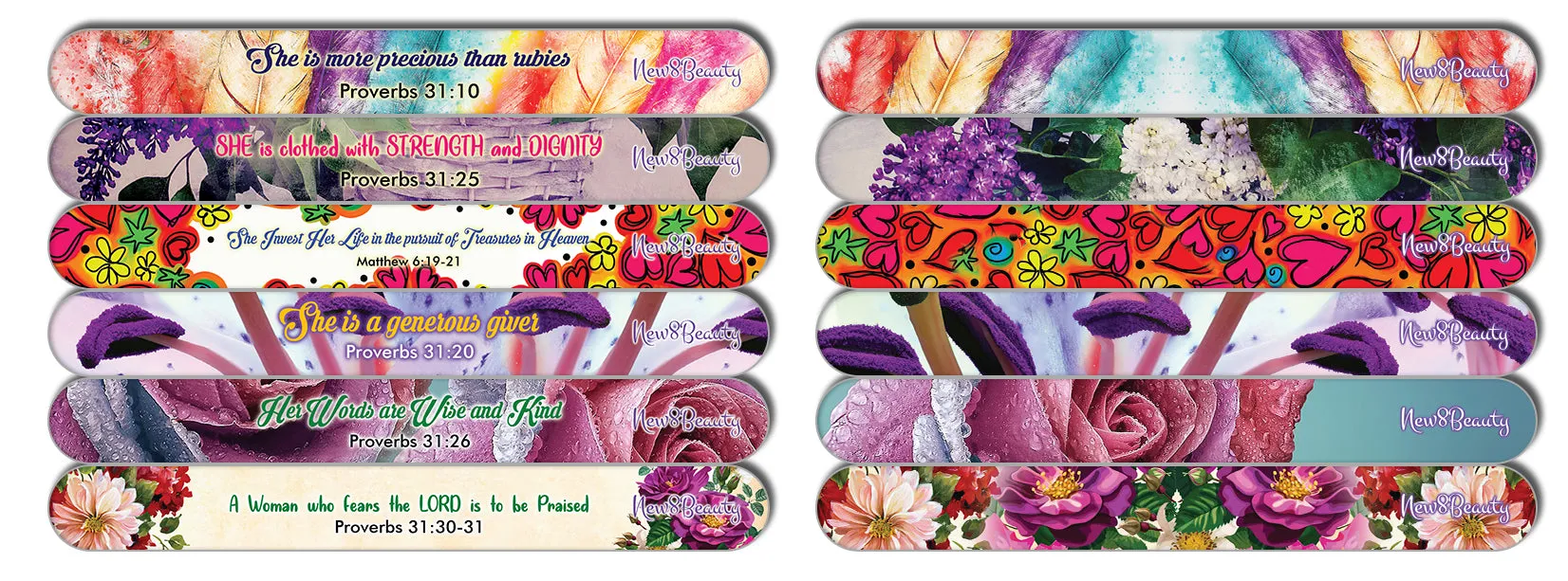 Christian Emery Board - Virtuous Woman (12-Pack) - Nail Spa Party Favors Supplies - Best Stocking Stuffers Gift for Girls Women Kids Mom Girlfriend - Manicure Pedicure